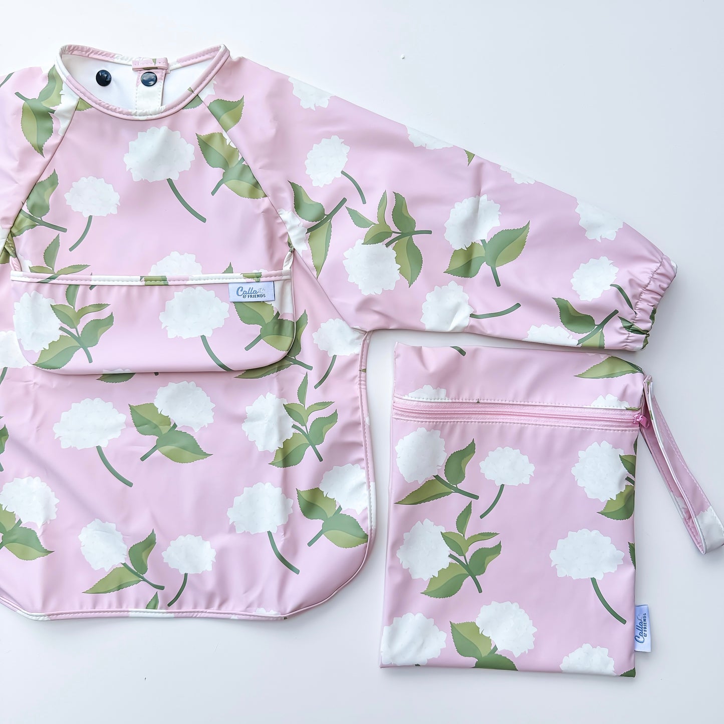 The Grayson Long Sleeve Bib - Hydrangeas