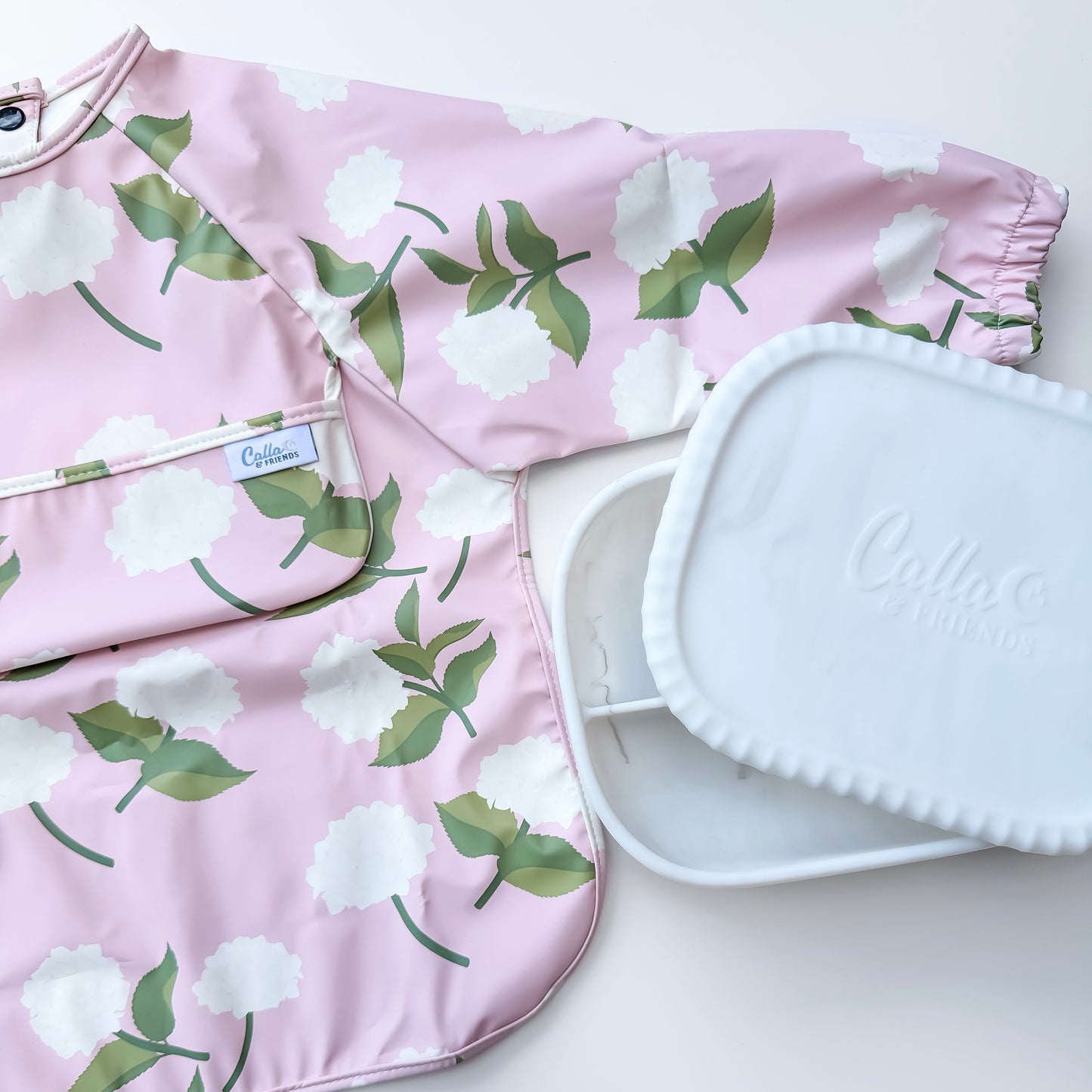 The Grayson Long Sleeve Bib - Hydrangeas