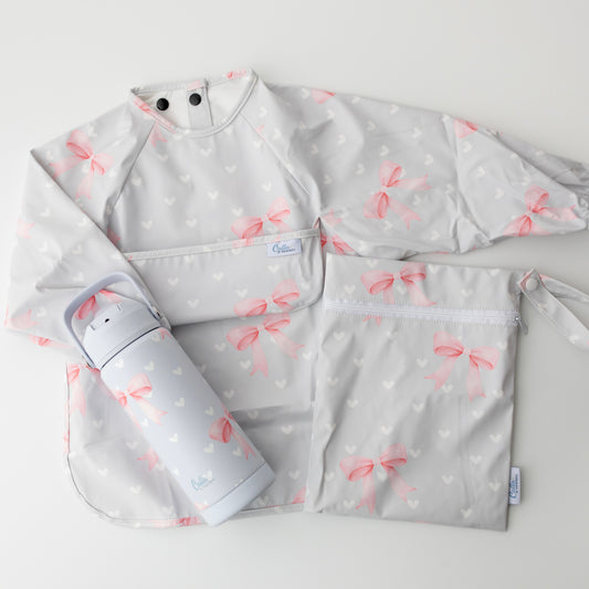 The Grayson Long Sleeve Bib - Sweetheart Bows