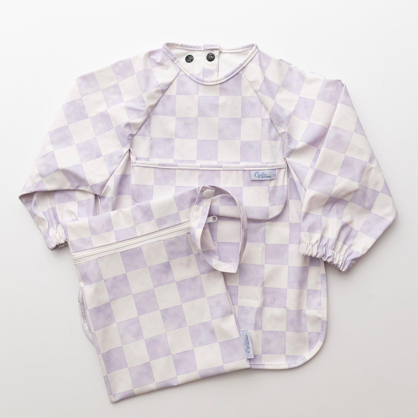 The Grayson Long Sleeve Bib - Watercolor Checker ✨PREORDER✨