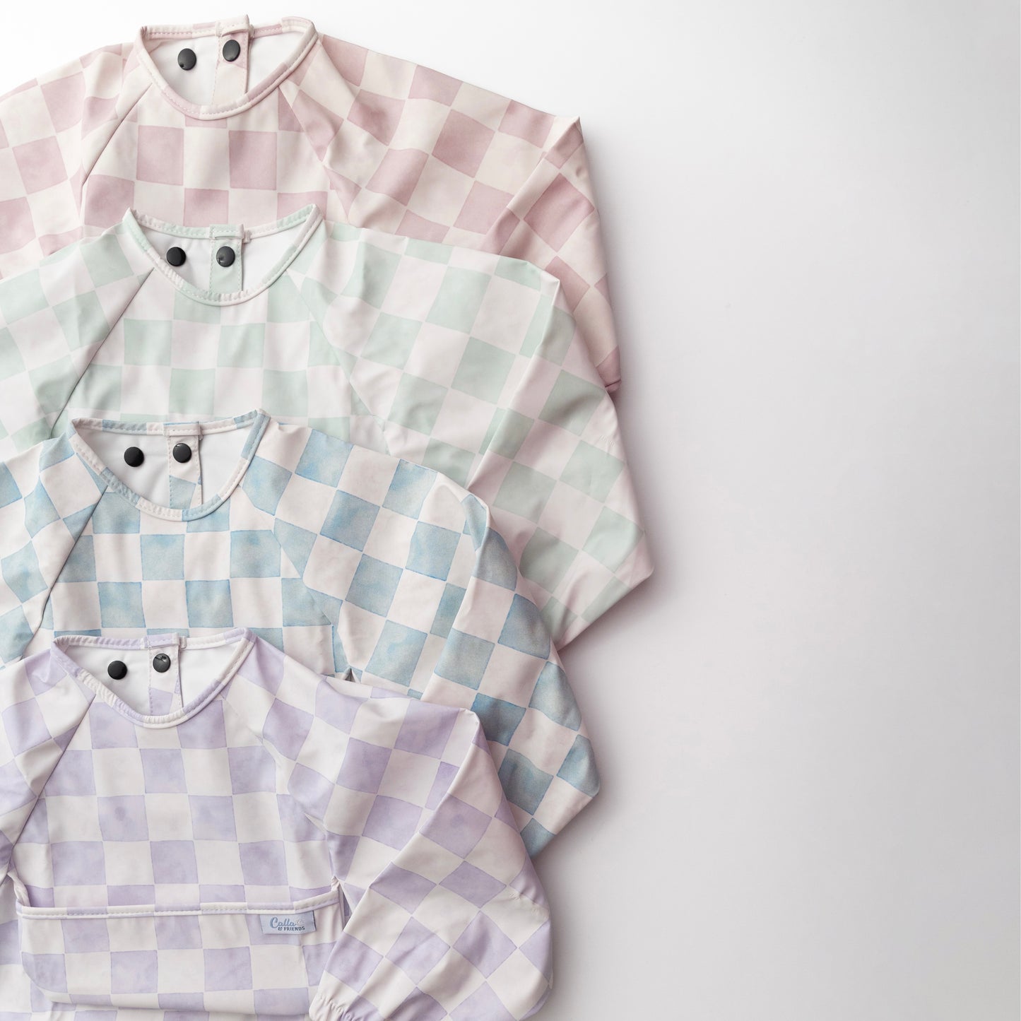 The Grayson Long Sleeve Bib - Watercolor Checker ✨PREORDER✨