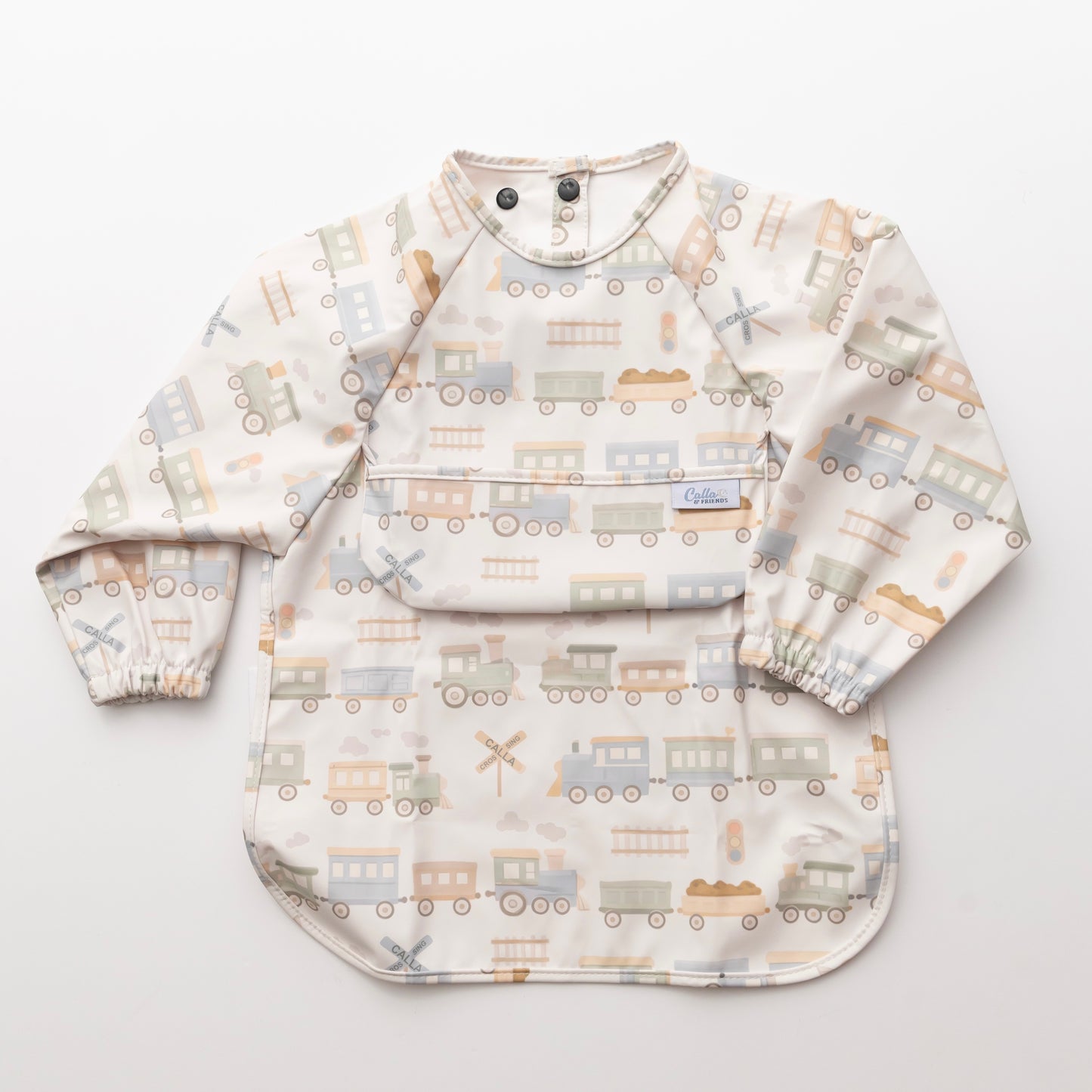 The Grayson Long Sleeve Bib - Trains ✨PREORDER✨
