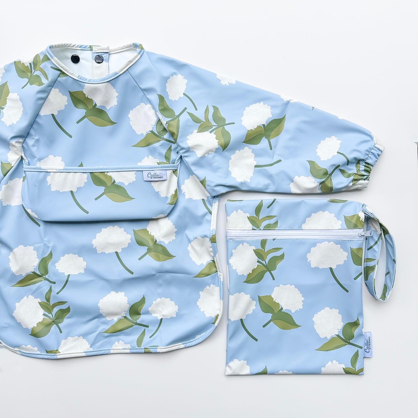 The Grayson Long Sleeve Bib - Hydrangeas