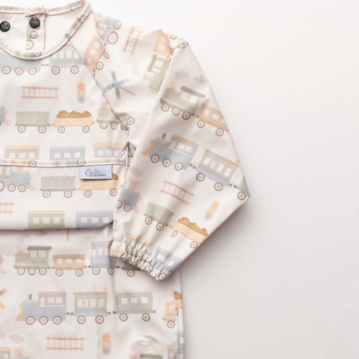 The Grayson Long Sleeve Bib - Trains ✨PREORDER✨