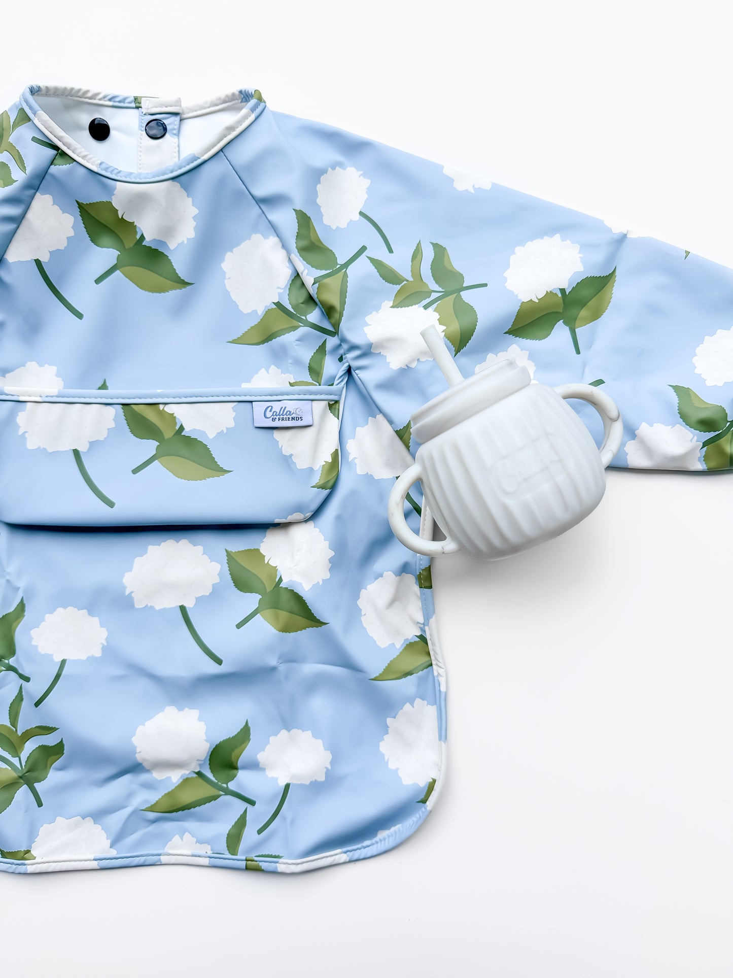 The Grayson Long Sleeve Bib - Hydrangeas