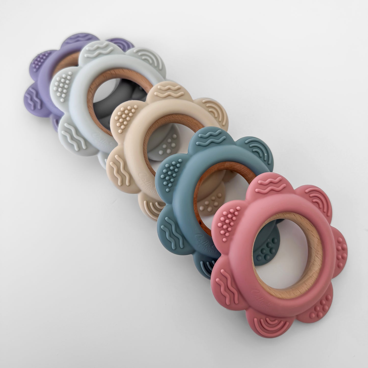Garden Party Teether Collection - Silicone & Beechwood Flower
