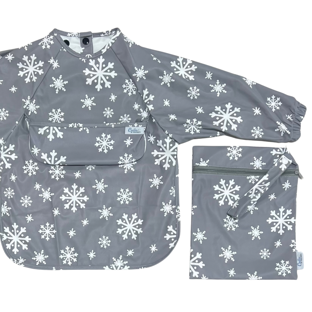 The Grayson Long Sleeve Bib - Snowflakes