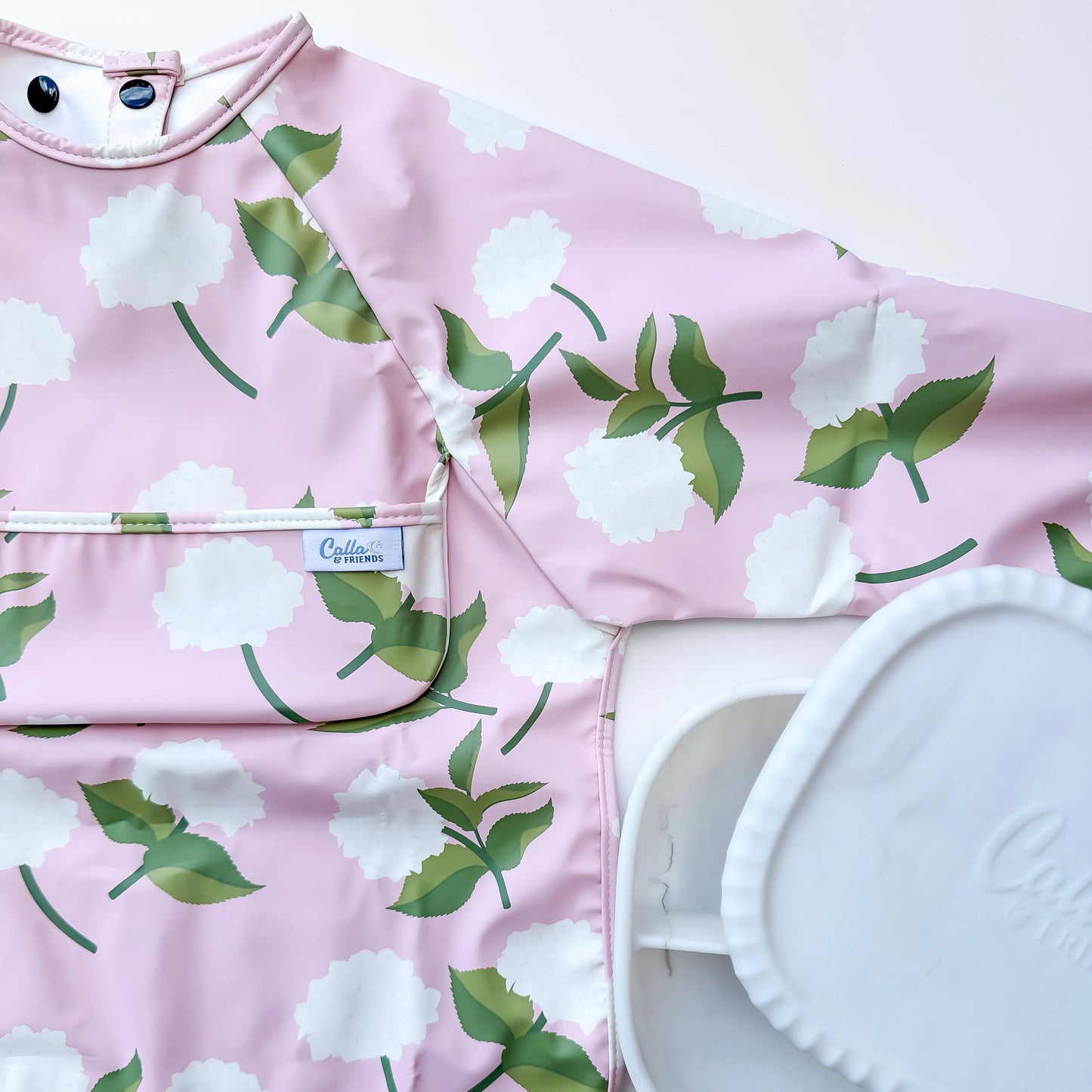 The Grayson Long Sleeve Bib - Hydrangeas