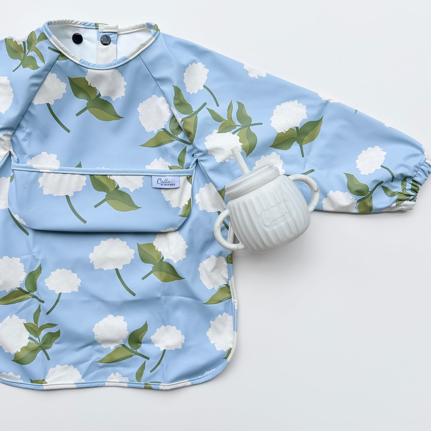 The Grayson Long Sleeve Bib - Hydrangeas