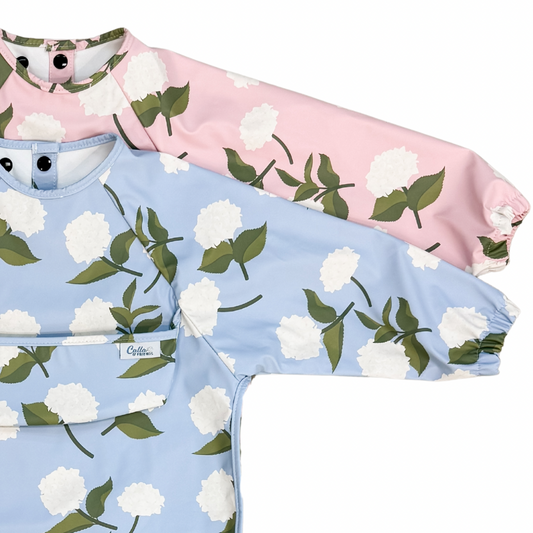The Grayson Long Sleeve Bib - Hydrangeas