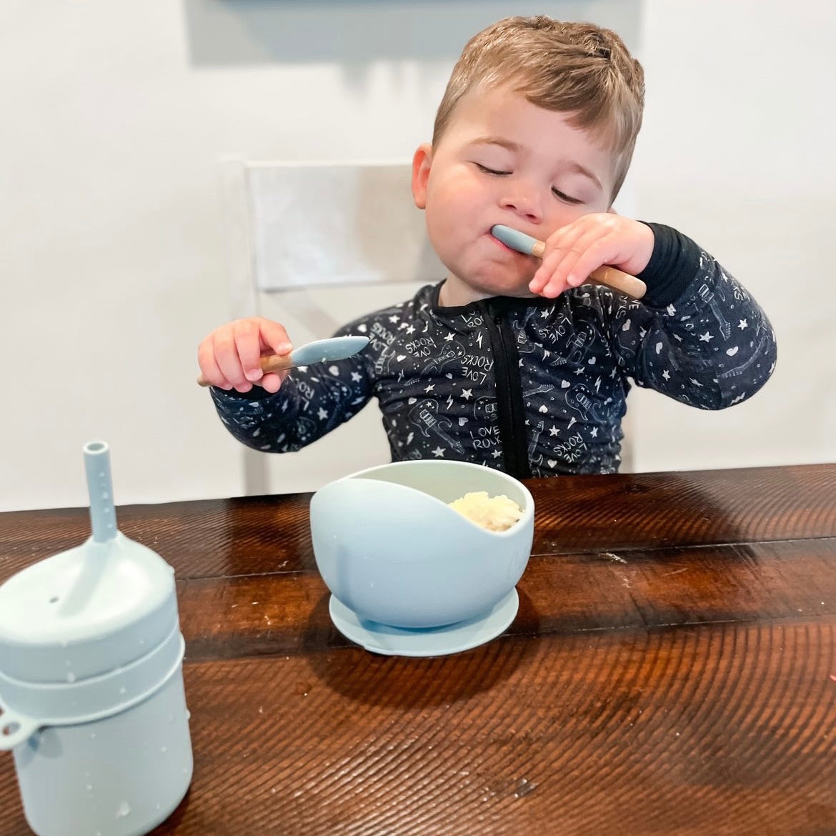 Silicone & Beechwood Toddler Spoons Set