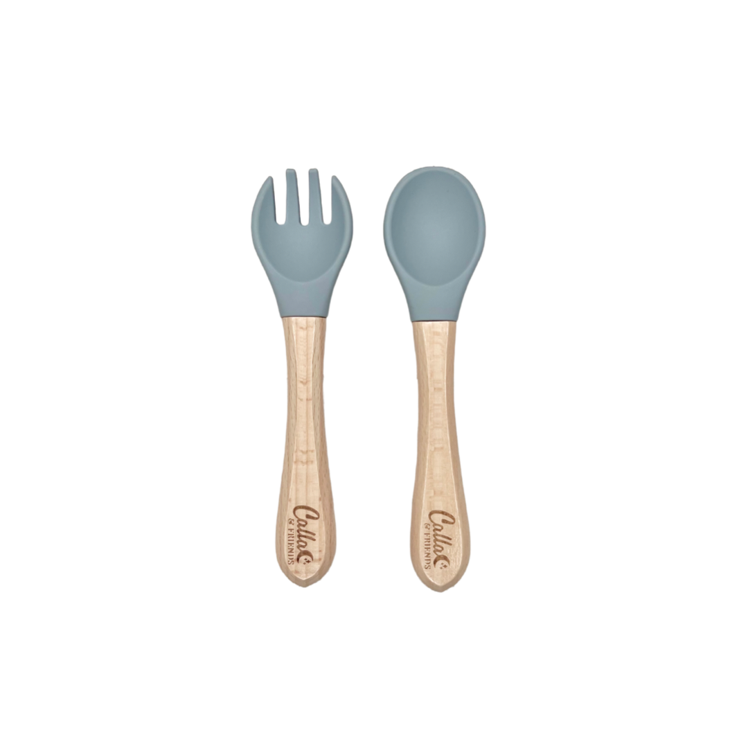 Silicone & Beechwood Toddler Utensil Set