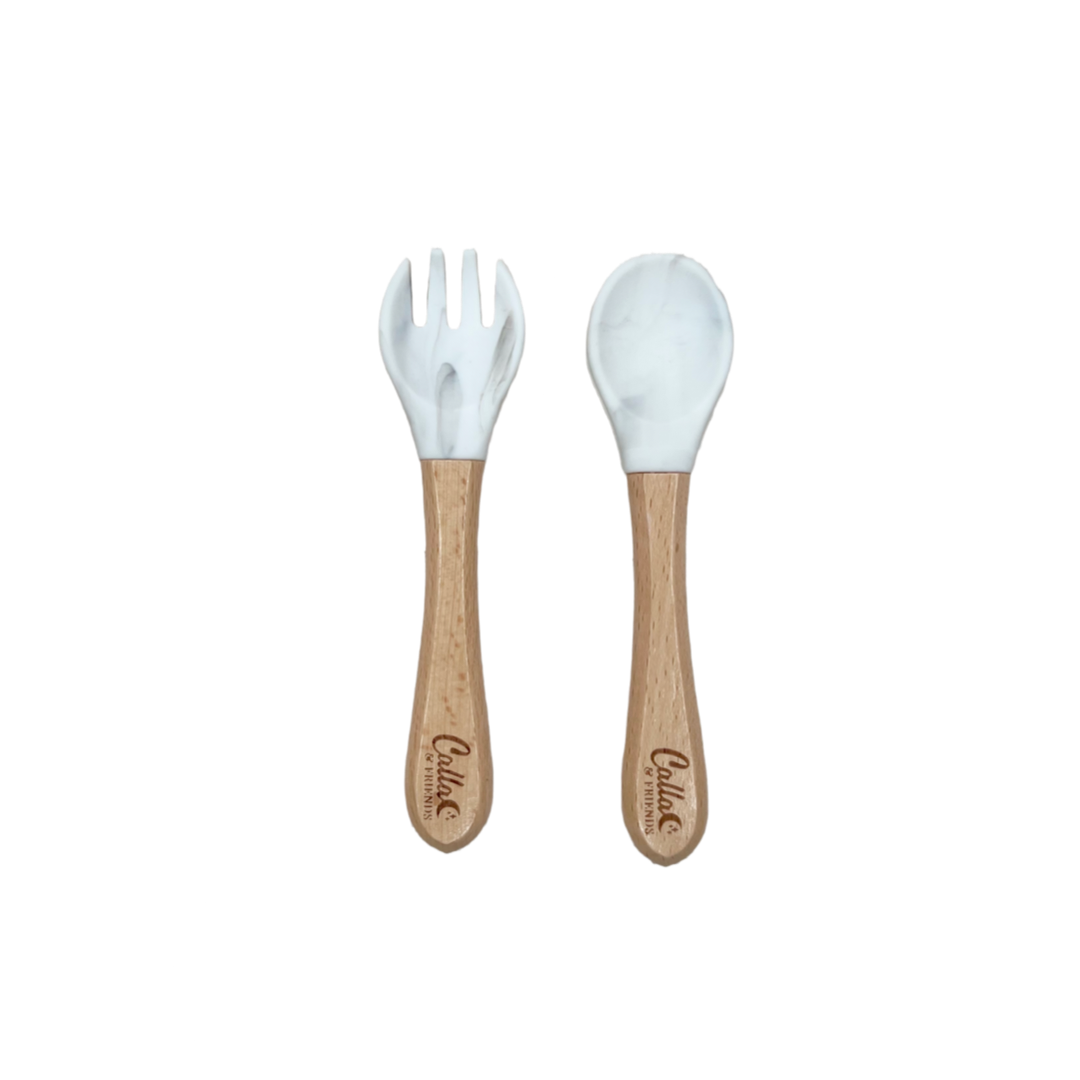 Silicone & Beechwood Toddler Utensil Set