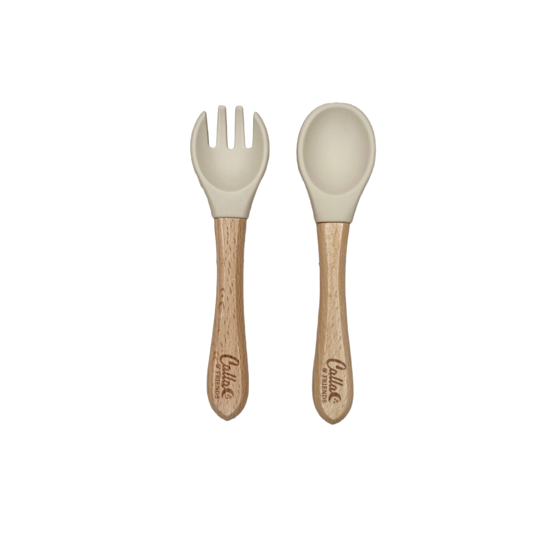 Silicone & Beechwood Toddler Utensil Set