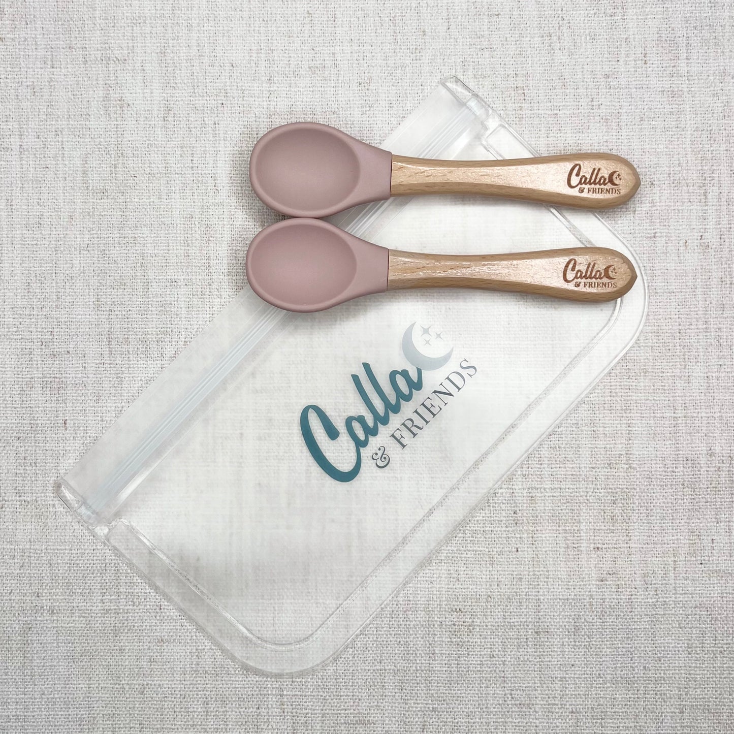 Silicone & Beechwood Toddler Spoons Set