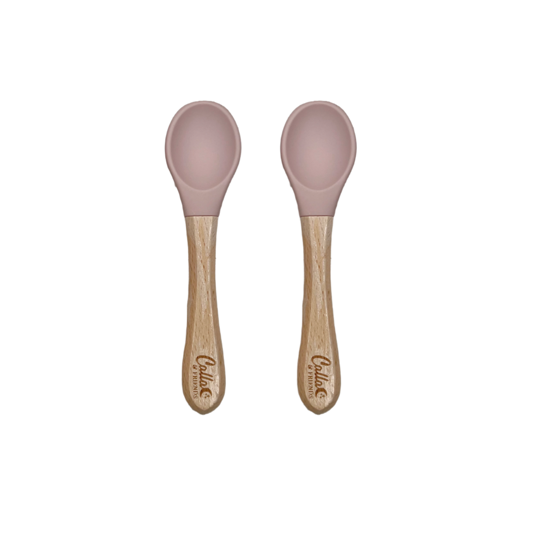 Silicone & Beechwood Toddler Spoons Set