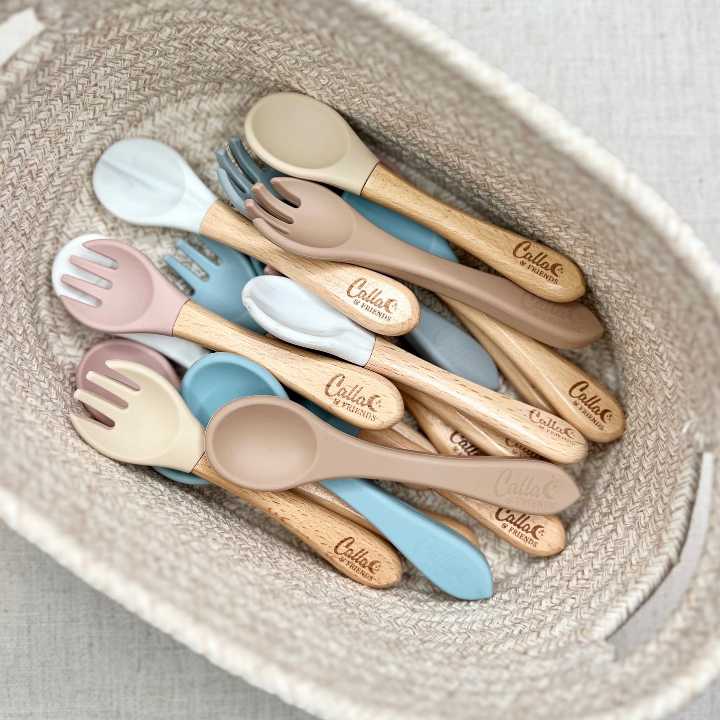 Silicone & Beechwood Toddler Spoons Set